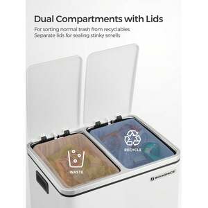 SONGMICS Double Kitchen Bin with Soft-Close Lids - White by SONGMICS