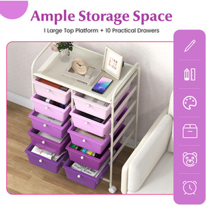 Storage Rolling Cart with 10 Drawers by Costway