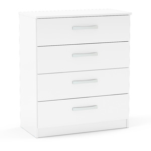 Wooden 4 Piece Furniture Set Wardrobe Chest of Drawers Bedsides Lynx - White by Birlea