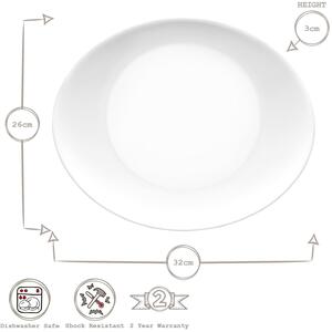 Prometeo Oval Glass Steak Plates 32cm White Pack of 6 - White by Bormioli Rocco