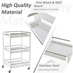 HOMCOM 3 Tier Home Trolley Kitchen Storage Cart - White by HOMCOM
