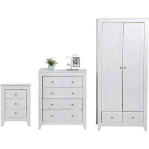 HMD White Wooden Bedroom 3 or 4 Pieces Set - White / 100kg / 79cm / 50cm / Chipboard with melamine paper. by HMD Furniture