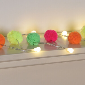 20 LED Neon Pom Pom String Light - Multicolour