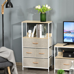 HOMCOM 4 Drawer Storage Chest Unit Home with Shelves Home Living Room Bedroom - White by HOMCOM