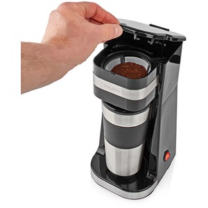 Single Serve Coffee Maker and Travel Mug - Silver / 400ml by Nedis