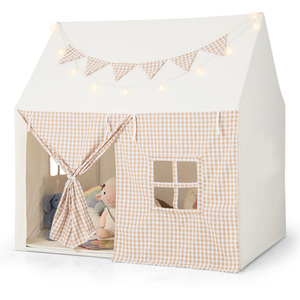 Kids Playhouse Tent with Padded Mat - Beige by Costway