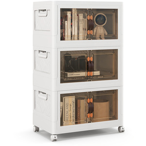3-Tier Folding Shoe Storage Cabinet - White by Costway