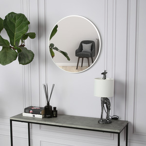 Pandora Round Mirror - 80 x 80cm - Silver by Home Garden Direct