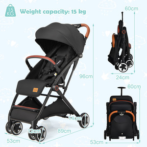 One-Hand Folding Compact Stroller - Black by Costway