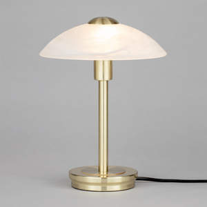 Alabaster Shade Touch Table Lamp - Satin Brass by Litecraft