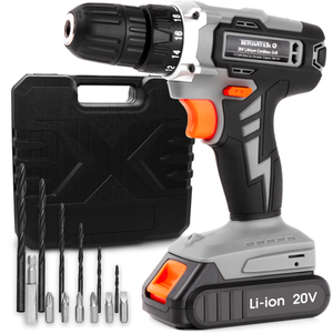 Cordless Drill 20V Li-Ion Fast Charge Electric Screwdriver - Grey by Terratek