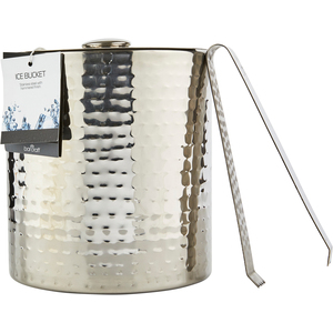 BarCraft Small Hammered Ice Bucket with Lid - Silver by BarCraft