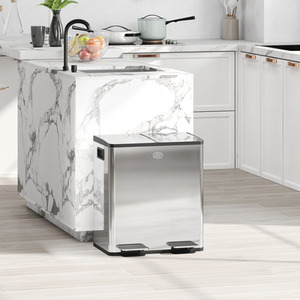 HOMCOM 20L Dual Kitchen Bin with Removable Inner Buckets by HOMCOM