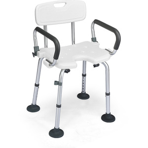 Height Adjustable Non-Slip Shower Seat - White by Costway