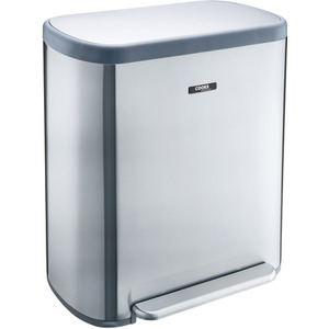 60L Dual Compartment Recycle Pedal Bin - Silver by Cooks Professional