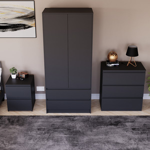 Denver Bedroom Set (2 Drawer Bedside, 3 Drawer Chest, 2 Door 2 Drawer Wardrobe) by Vida Designs