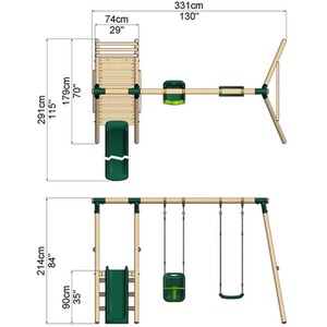 Wooden Swing Set with Slide by Rebo
