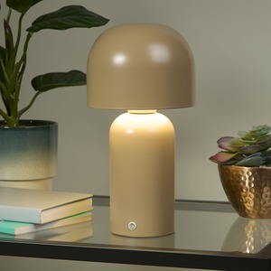 Portable Led Mushroom Table Lamp Taupe - Brown by Lighting Collection