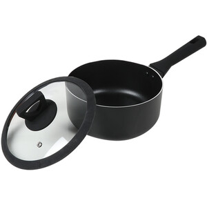 Ayano Soft Touch Non Stick Saucepan with Lid - Black / 18cm by Kitchenmaster