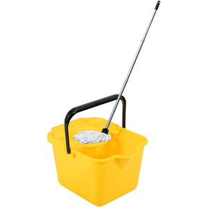 12 Litre Yellow Mop and Bucket Set Complete With Pouring Lip - Yellow by STORM TRADING GROUP