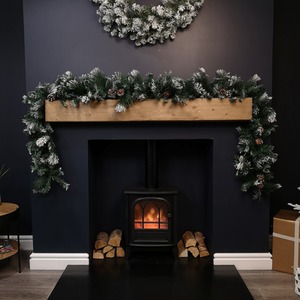 Snow Flocked Christmas Garland with Pine Cones and Mixed Needles - Green by Samuel Alexander