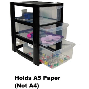 Small 3 Drawer Stationery Storage Unit Black - Black by Thumbs Up