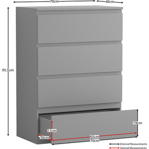 Denver Bedroom Set (2 Drawer Bedside (x2), 4 Drawer Chest, 2 Door Wardrobe) by Vida Designs