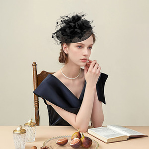 Net with Flowers Headband Hair Accessory - Black by komore