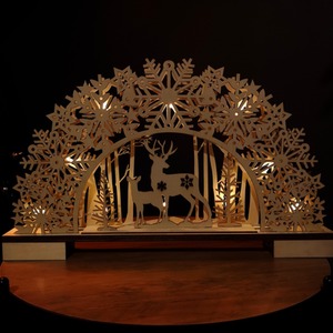 Light up Wooden Christmas Deer with Snowflake Bridge - Brown by Samuel Alexander