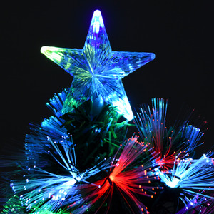 HOMCOM 4FT Multicoloured Artificial Christmas Tree with PreLit Modes Metal Stand - Green, red and blue by HOMCOM