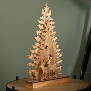 Light up Christmas Tree with Deer and LEDs - Brown by Samuel Alexander
