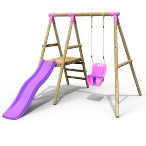Wooden Swing Set with Slide by Rebo