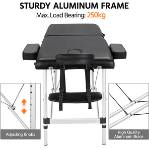 Adjustable Massage Bed with Headrest and Armrest - Black by Yaheetech