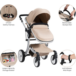 2-in-1 Convertible Baby Stroller Pushchair - White by Costway