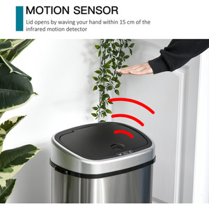 HOMCOM Sensor Waste Bin - Silver / 48l by HOMCOM