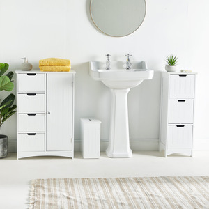 Holbrook Free Standing Bathroom Storage Cabinet with Shelving - white by VonHaus