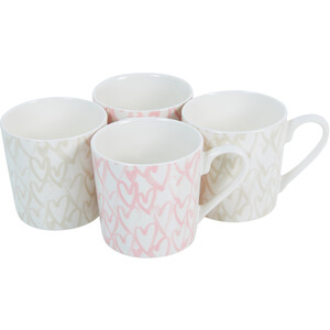 Pack of 4 Gold Heart Conical Mugs