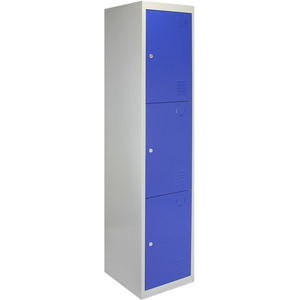 Metal Storage Lockers Three Doors, Flatpacked, Blue - Various - Various by Monstershop