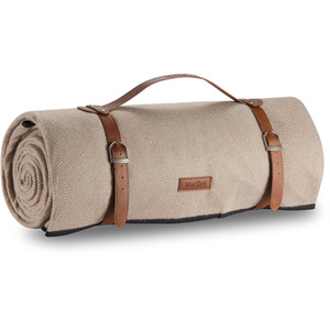 Picnic Blanket with Faux Leather Carry Handle - Beige / 300cm by VonShef