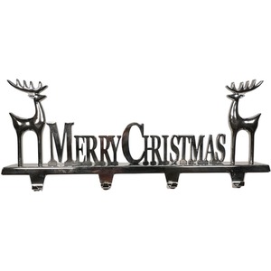 Silver Decorative Merry Christmas Stocking Hanger - Yellow by Samuel Alexander