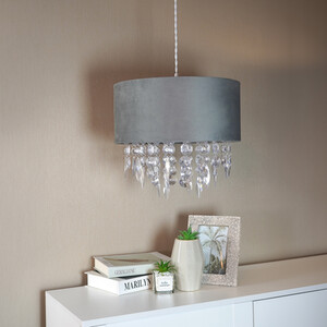 Grey Matte Velvet Droplet Pendant - Grey