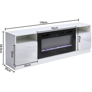 Recessed Electric Fireplace with TV Cabinet and Crystal Stone Fuel by Livingandhome