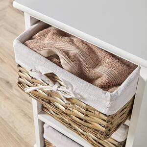 Home Source Lichfield 3 Willow Basket Drawer Chest Storage Unit - White by Home Source