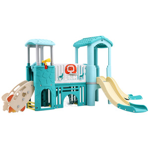 Toddlers Slide and Climber with Balls and Ring Toss - Light Blue by Livingandhome