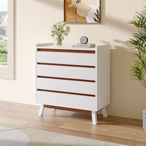 4-Tier Bedroom Chest Storage Cabinet - White / 80cm by Livingandhome
