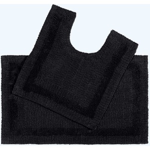 Luxury Reversible Cotton Bath Mat Set - Black by Homescapes