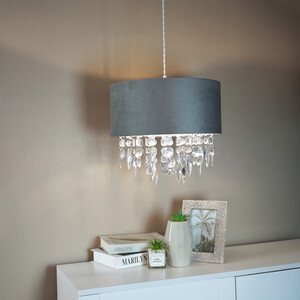 Grey Matte Velvet Droplet Pendant - Grey