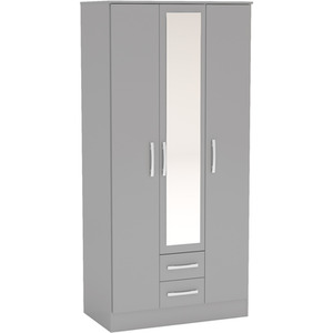 Wooden 4 Piece Furniture Set Wardrobe Chest of Drawers Bedsides Lynx - Grey by Birlea