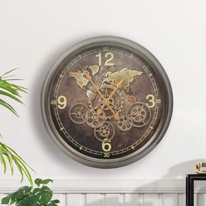 Modern Metal Gear Clock for Bedroom - Coffee by Vanity Living