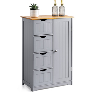 Bathroom 4 Drawer 1 Door Cabinet - Grey by Christow